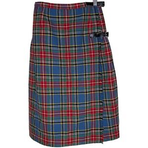 Vintage Mosbrook‎ Wool Kilt Skirt Tartan Plaid Pleated Wrap 24 Waist XXS
